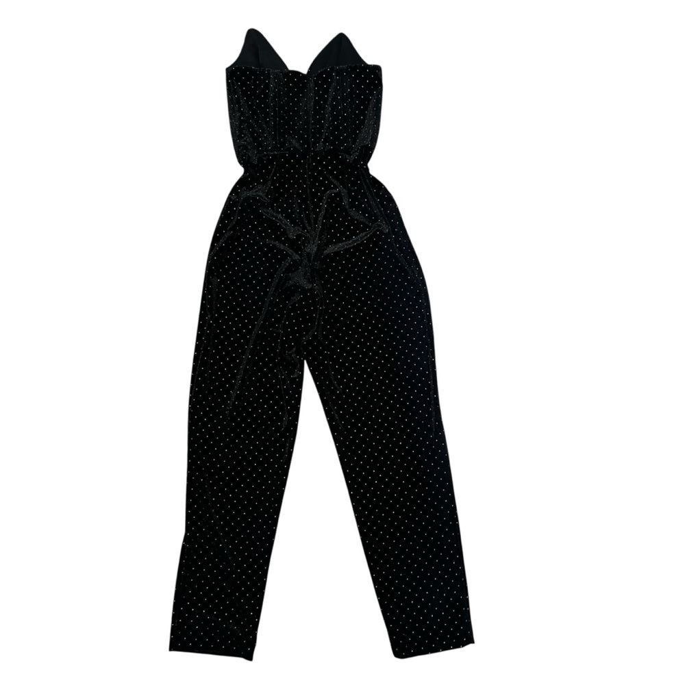 Amanda Uprichard Gold Studded Black Velvet Jumpsuit Like New - Picture 2 of 7